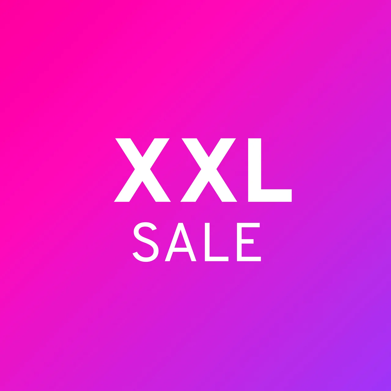 Weißer Text "XXL SALE" auf einem pink-violetten Farbverlaufshintergrund.