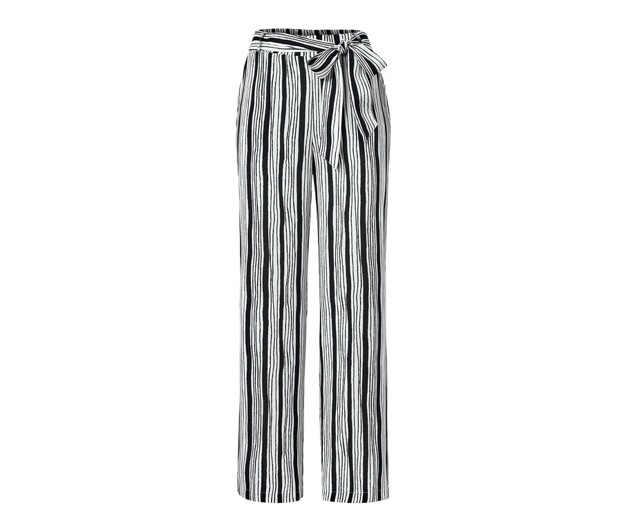 Gestreifte Webhose mit Bindegürtel.