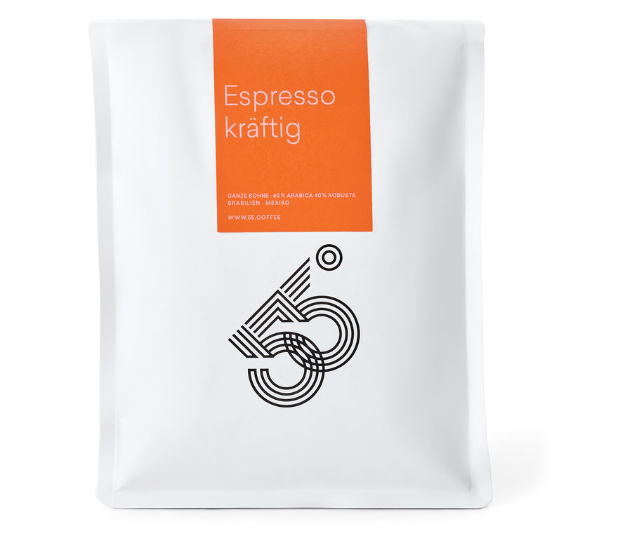 55 Degrees - Espresso kräftig - 1 kg Ganze Bohne