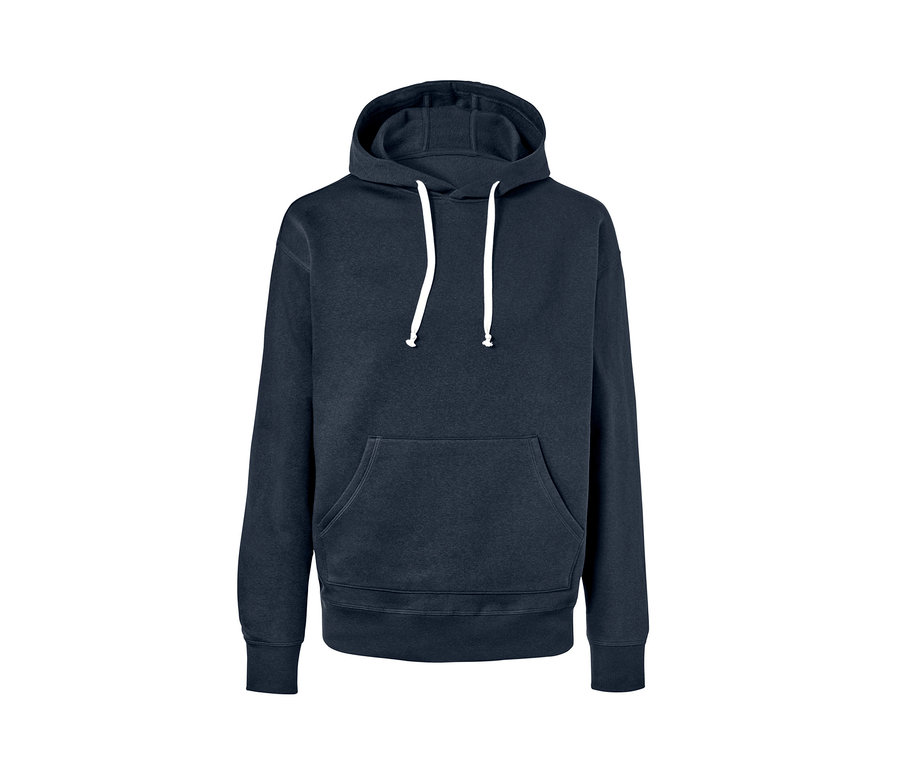 Blauer Hoodie.