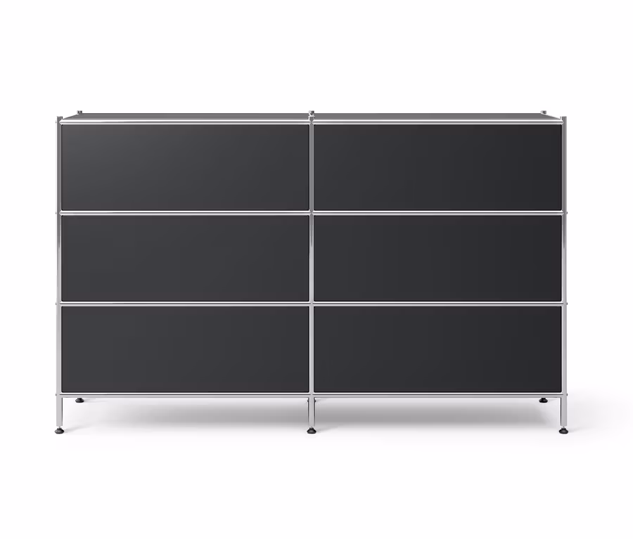 Schwarze Kommode Metall »CN3« mit 6 Schubladen.
