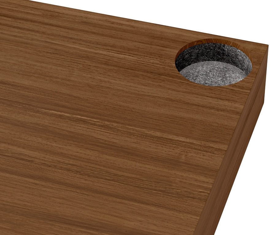 Detail einer »CN3« Deckplatte mit Echtholzfurnier in Nussbaumoptik, Breite 152 cm.