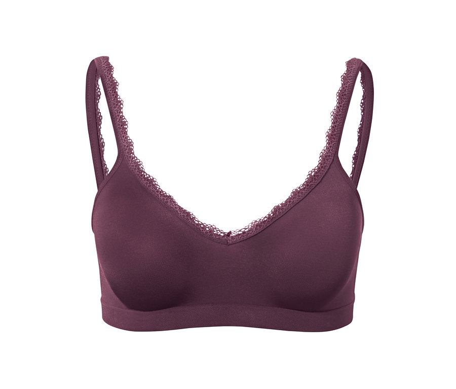 Auberginefarbener Seamless-Soft-BH mit Spitze.