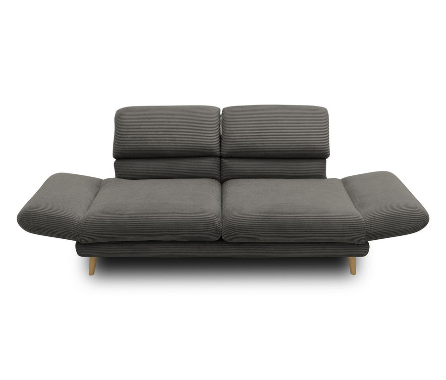 Dunkelgraues DOMO 2-Sitzer-Sofa »FuAR« mit drehbaren Armlehnen.