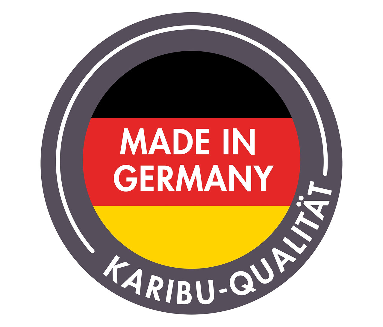 Runder Aufkleber mit der Aufschrift Hergestellt in Deutschland und der deutschen Flagge.