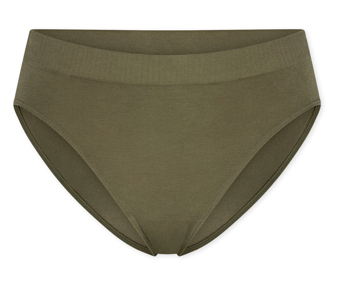 Olivgrüner SCHIESSER Rio-Slip mit geripptem Bund.