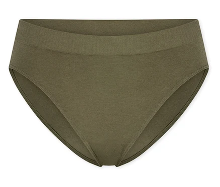 Olivgrüner SCHIESSER Rio-Slip mit geripptem Bund.
