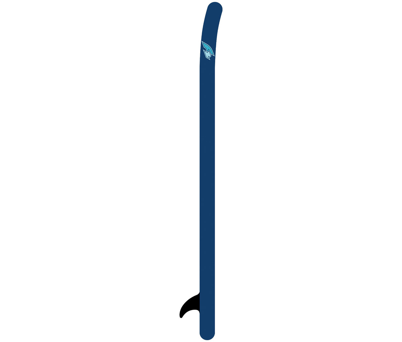 Blaues F2 SUP Board »Drive«, klein, stehend, mit Finne und Logo.