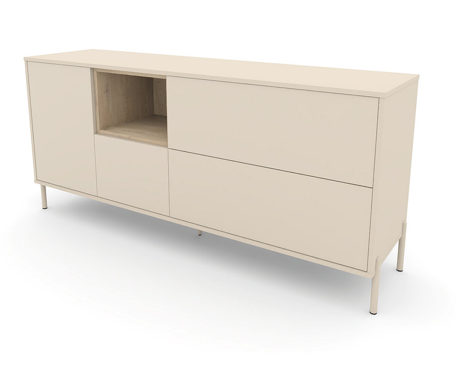 Das Sideboard »Hygge« mit 1 Tür in Cashmere-Weiß steht auf Füßen.