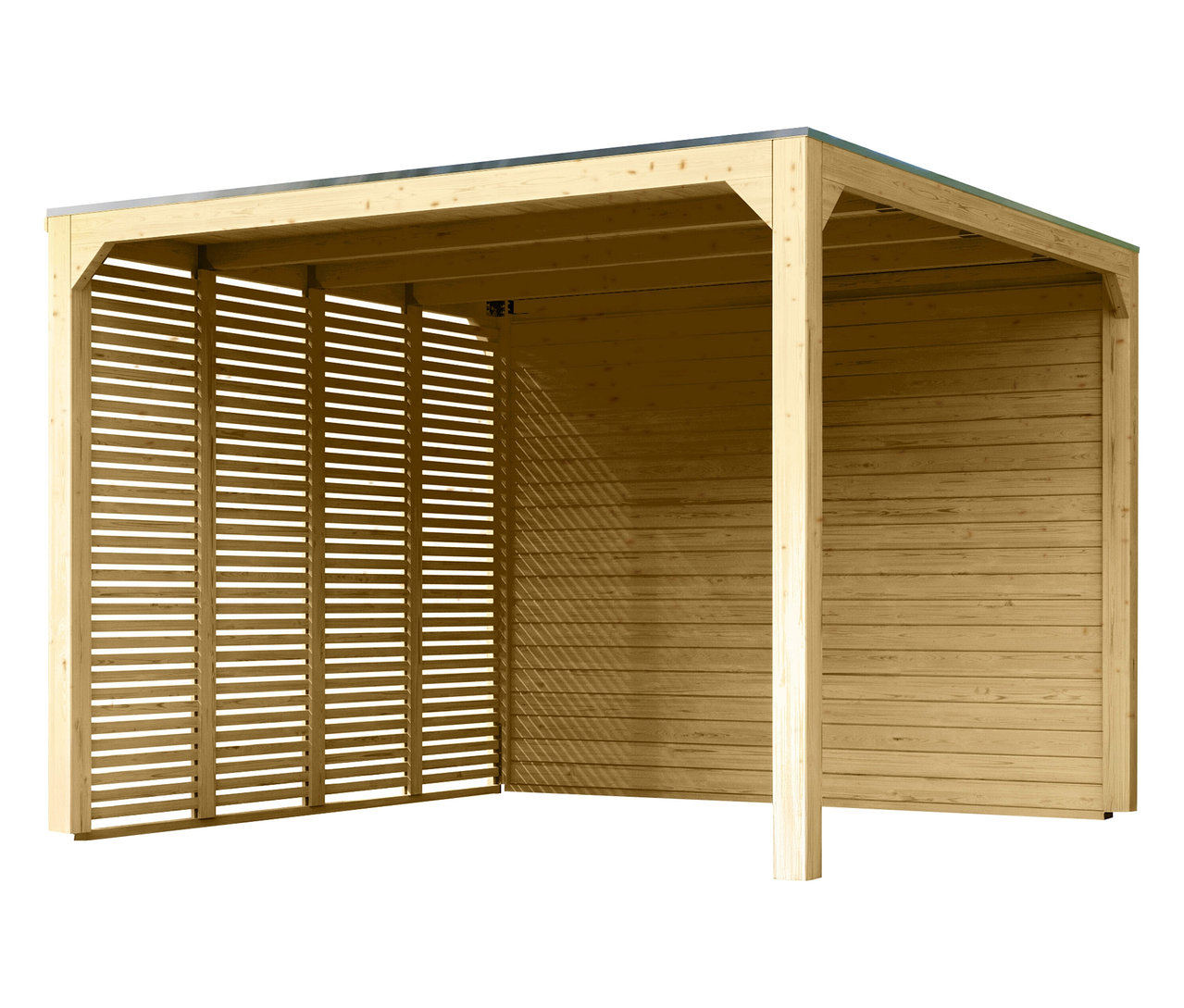 Karibu Pavillon »Markaska« mit Leimholz-Balken und Dacheindeckung, 320 x 320 cm, 28 mm mit Lamellenwand und Holzwand.