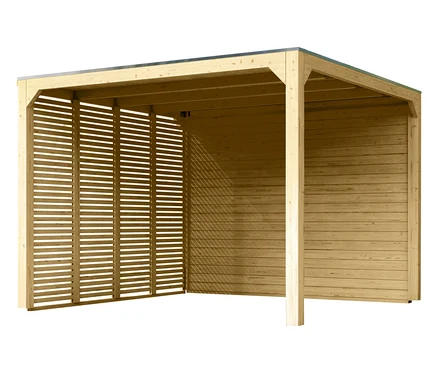 Karibu Pavillon »Markaska« mit Leimholz-Balken und Dacheindeckung, 320 x 320 cm, 28 mm mit Lamellenwand und Holzwand.