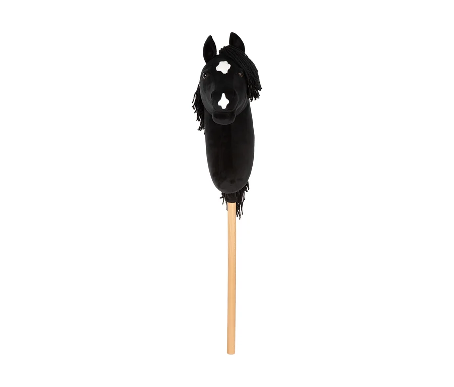 Schwarzes small foot Hobby-Horse »Melodie« mit weißer Blesse und Holzstab.