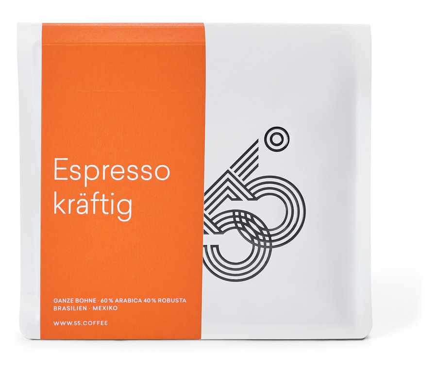 55 Degrees - Espresso kräftig - 250 g Ganze Bohne