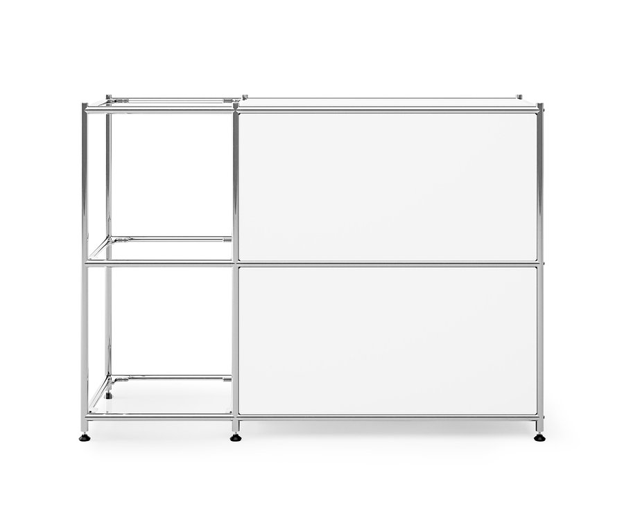 Weißes Sideboard Metall »CN3« mit 2 Klappenfächern.