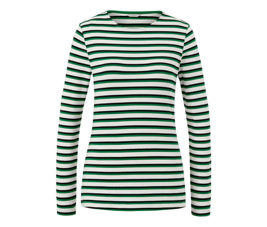 Mehrfarbiges gestreiftes Langarmshirt.