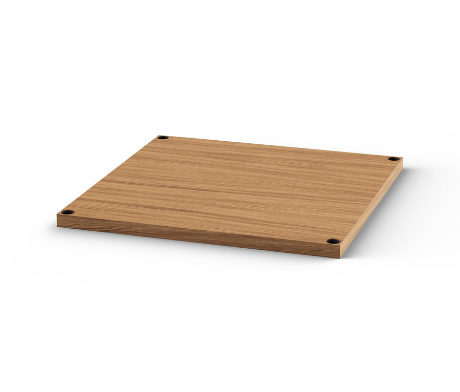 Detail einer Holzplatte der schmalen Kommode Metall »CN3«.