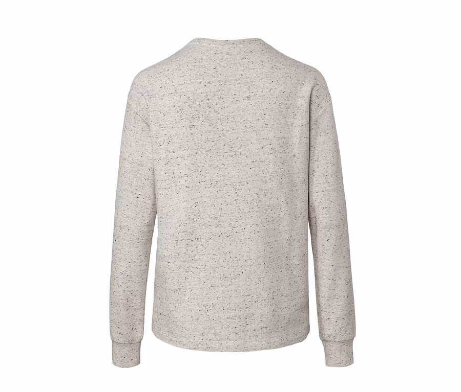 Beige Sweatshirt mit Knopfleiste.