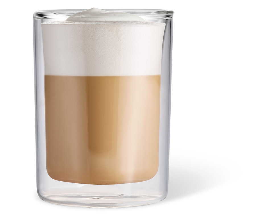 Ein Caffè Crema Glas mit Kaffee und Schaum.