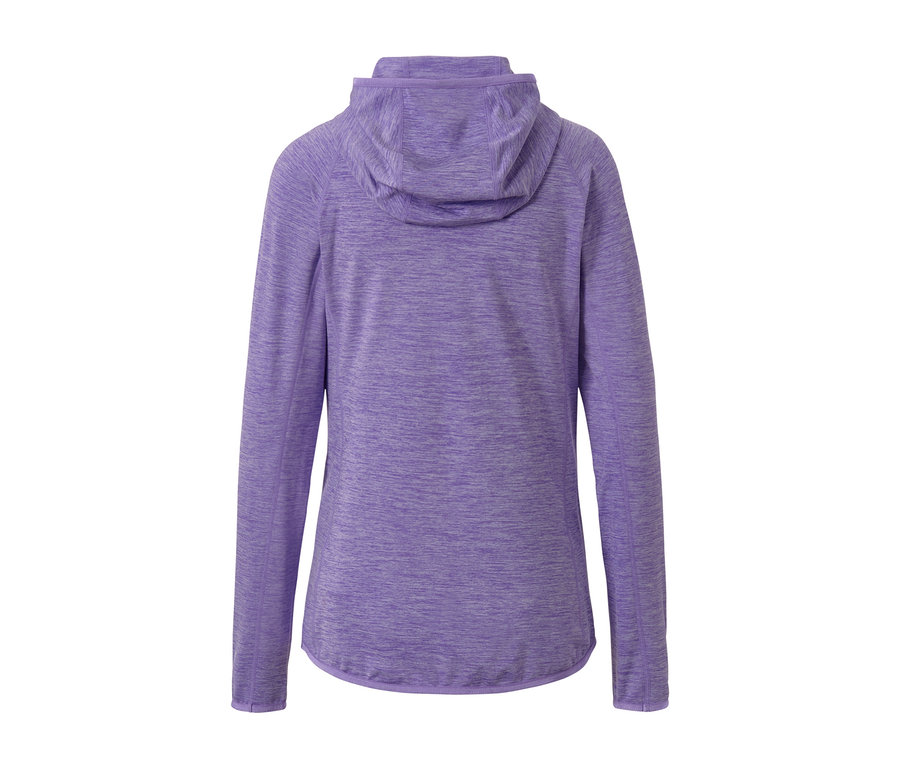 Rückansicht der flieder melierten Sportjacke.