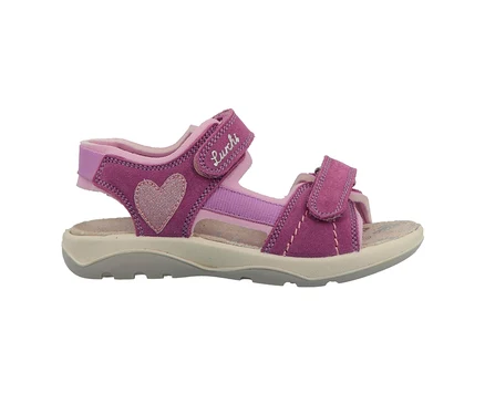 Detailaufnahme einer einzelnen rosa Lurchi Sandale.