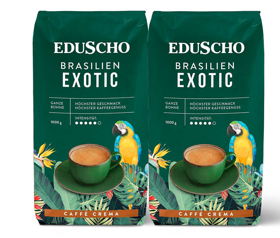 EDUSCHO Caffè Crema Brasilien Exotic – 2x 1kg Ganze Bohne