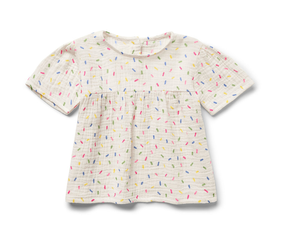 Kinder-Musselin-Bluse mit bunten Streuseln.