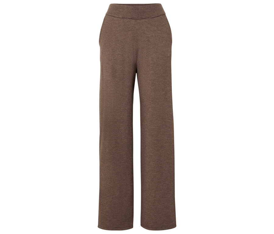 Braune, gestrickte Hose mit weitem Bein.