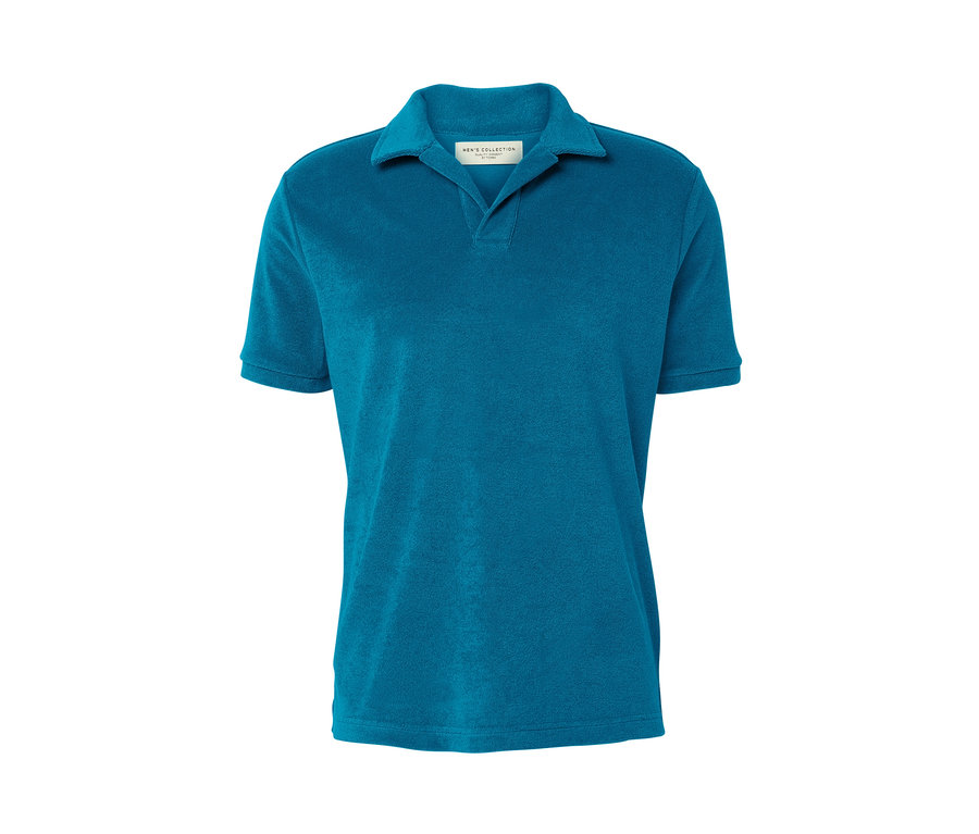 Petrolfarbenes Frottee-Poloshirt.