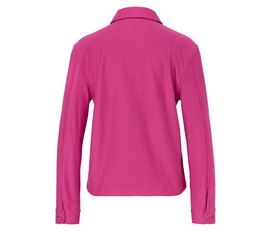 Rückansicht eines pinkfarbenen Hemdes mit langen Ärmeln.