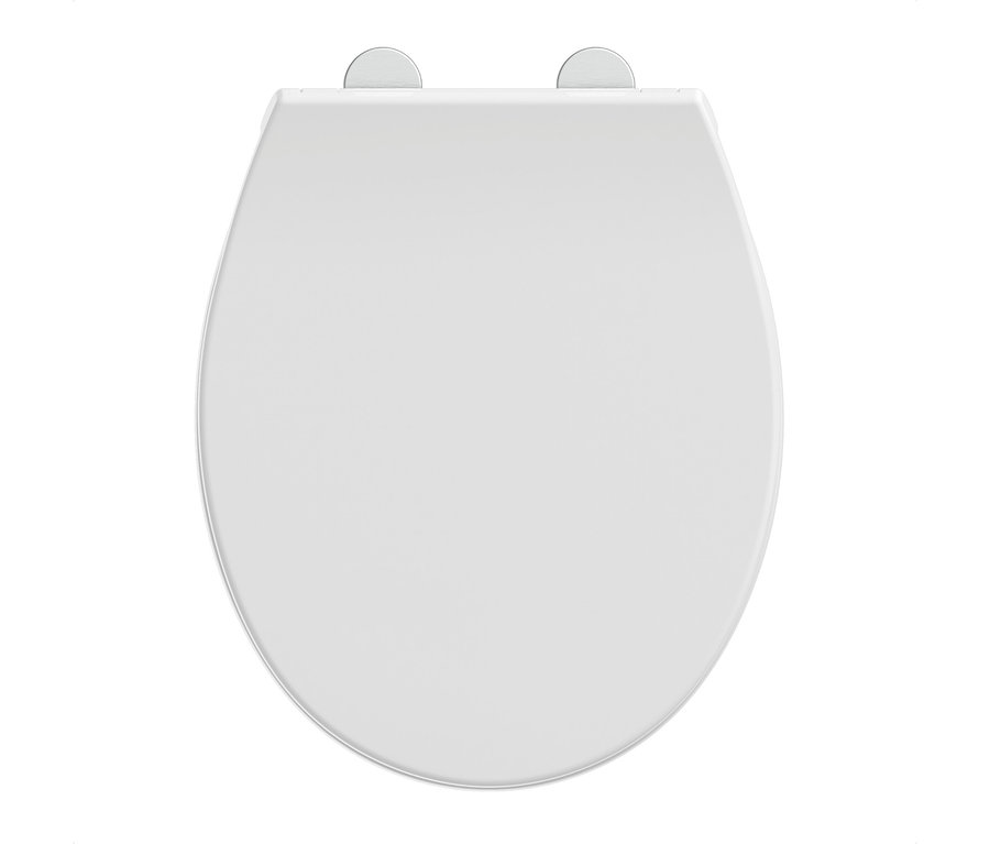 Thermoplast WC-Sitz »PREMIUM«, weiß und oval, mit geschlossener Klappe und zwei sichtbaren Scharnieren.