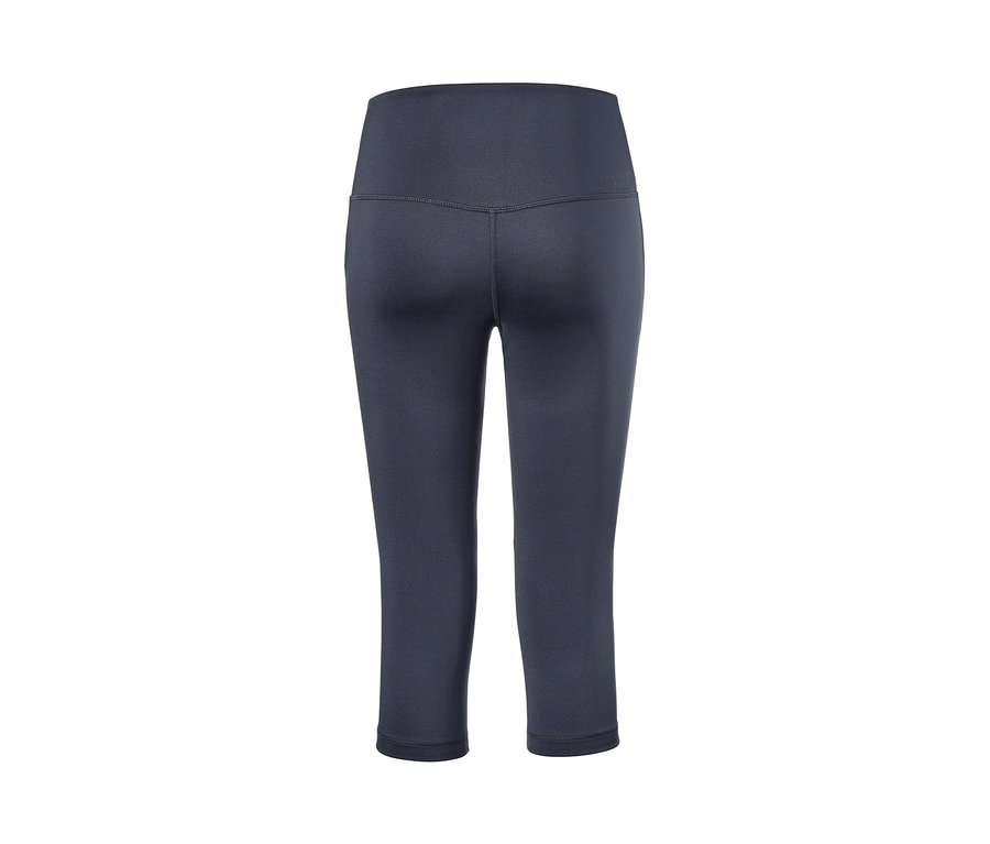 Eine dunkelblaue Super-Soft-3/4-Sporttight vor weißem Hintergrund.