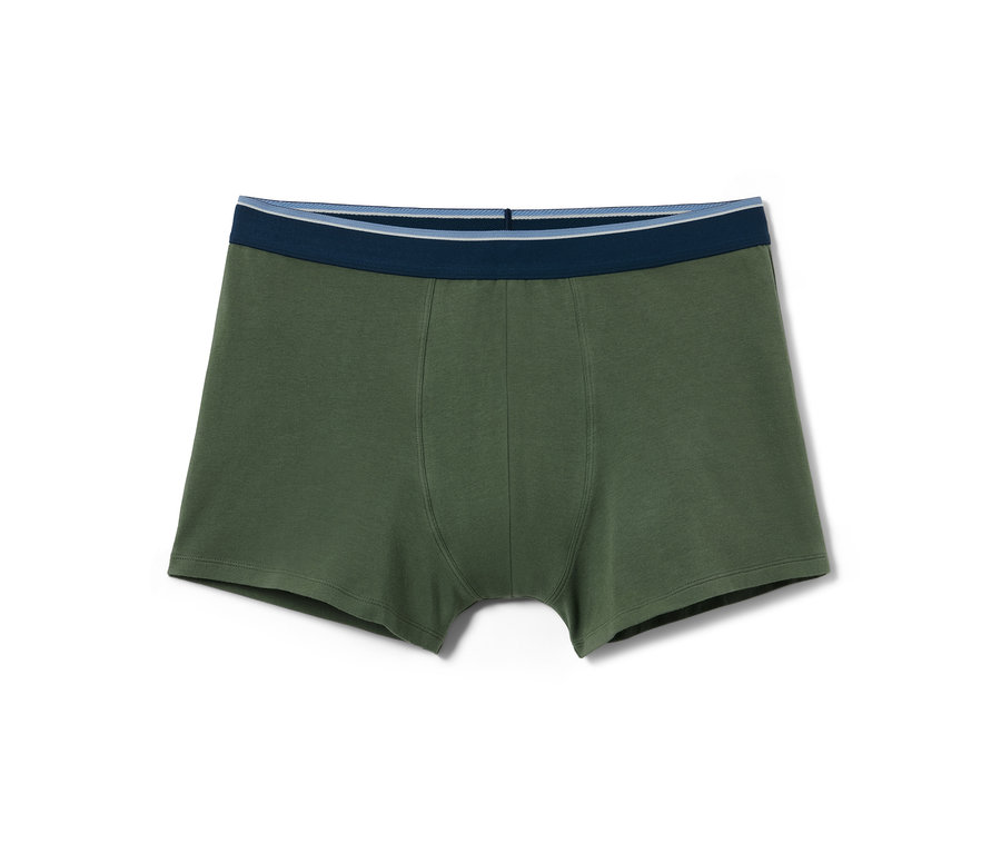 Grüne Slipboxer mit blauem Bund.