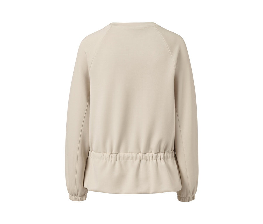 Beiges Sweatshirt mit Tunnelzug.