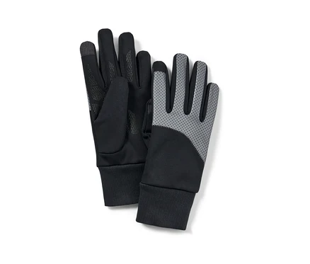 Ein Paar Windprotection-Handschuhe mit Reflektorbesatz liegen auf einem weißen Hintergrund.