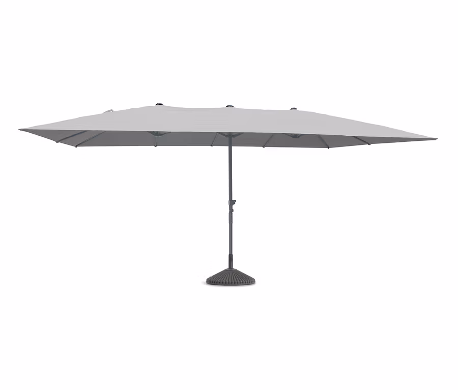 Heller, grauer Leco Doppelsonnenschirm, 270 x 460 cm, (exkl. Schirmständer).