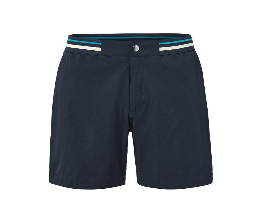 Dunkelblaue Badeshorts.