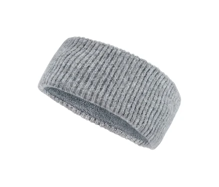 Detailansicht eines grauen Strick-Stirnband.