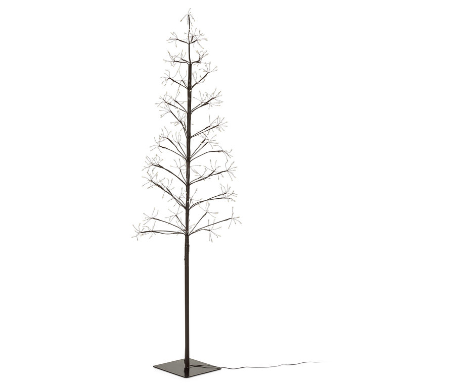 Dekorativer Baum mit kleinen Lichtern an den Ästen.