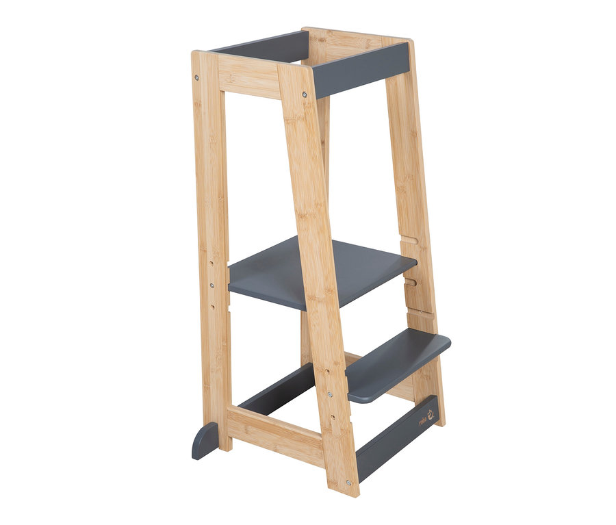 Ein roba Lernturm aus Holz in Anthrazit.