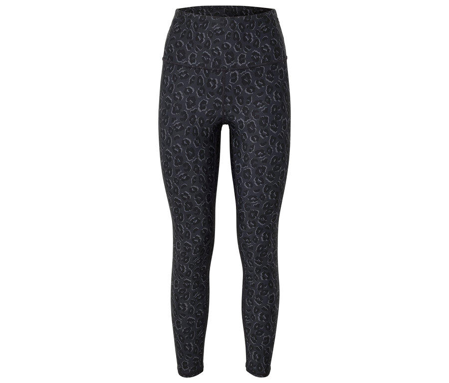 Schwarze Leggings mit Tiermuster.