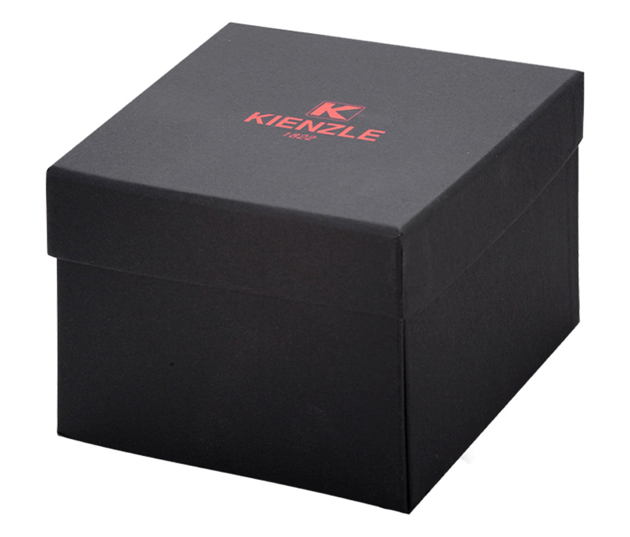Schwarze Schachtel für eine goldfarbene Kienzle Uhr »Meister Klassik«.