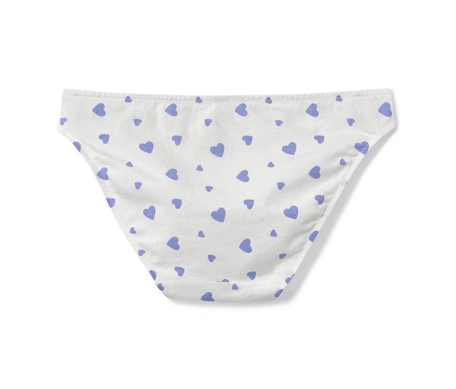 Weisse Slips mit blauen Herzen. 5 Slips, Herzen.