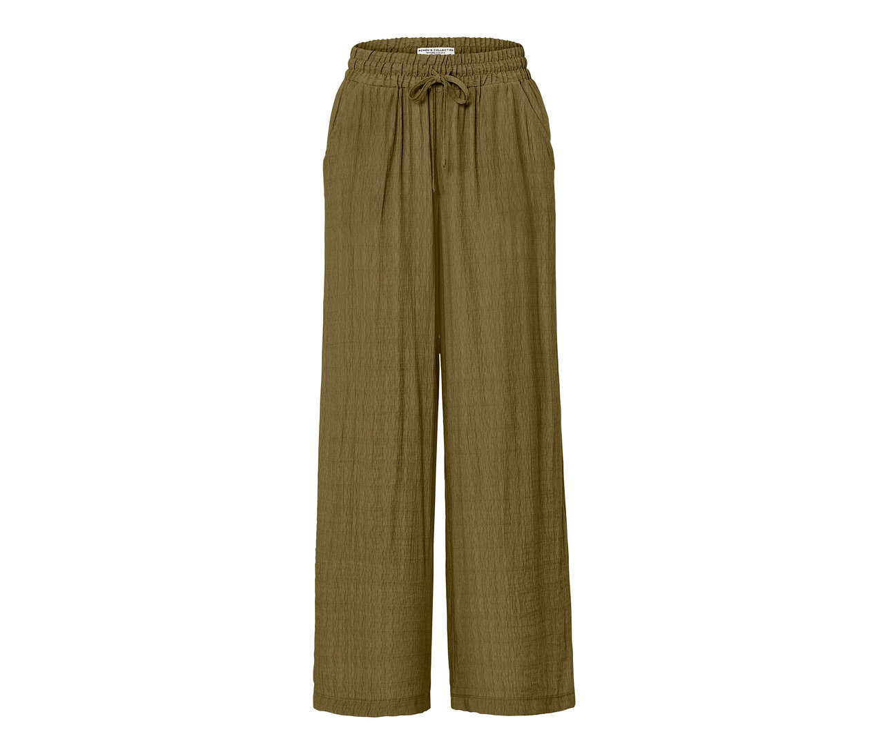 Olive Schlupfhose mit elastischem Bund und Kordelzug.