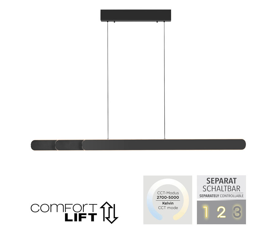 Schwarze Paul Neuhaus LED-Pendelleuchte »Adriana Round«.