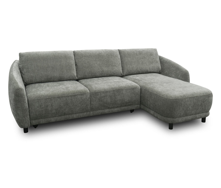Graues DOMO Ecksofa Longchair, rechtsbündig.
