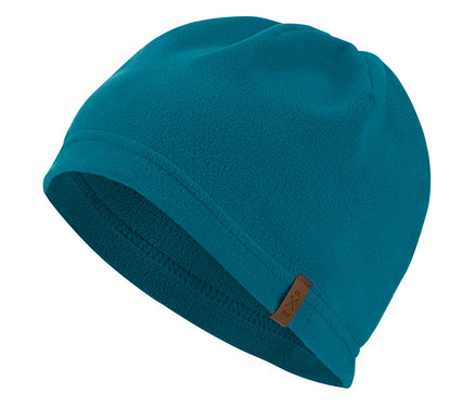 Petrolfarbene Microfleece-Mütze.