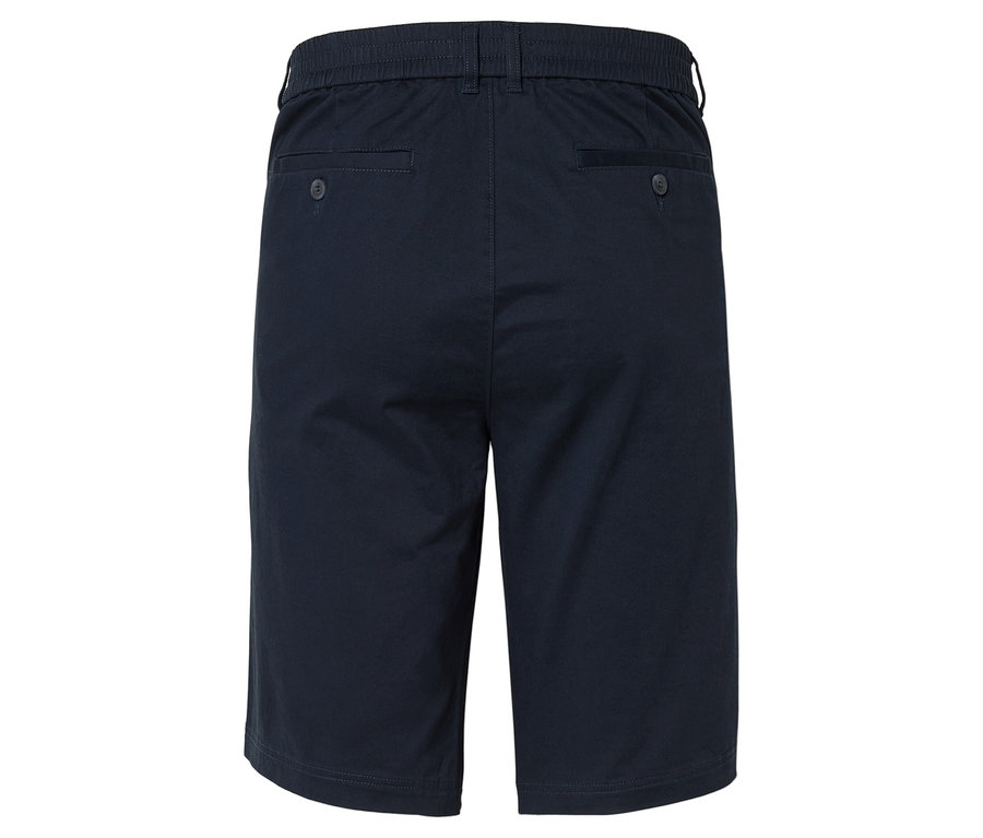 Dunkelblaue Shorts von hinten mit zwei Gesäßtaschen.