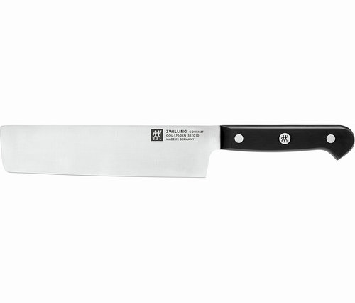 ZWILLING Nakiri Gemüsemesser »Gourmet«, 17 cm, mit breiter, silberner Klinge und schwarzem Griff.
