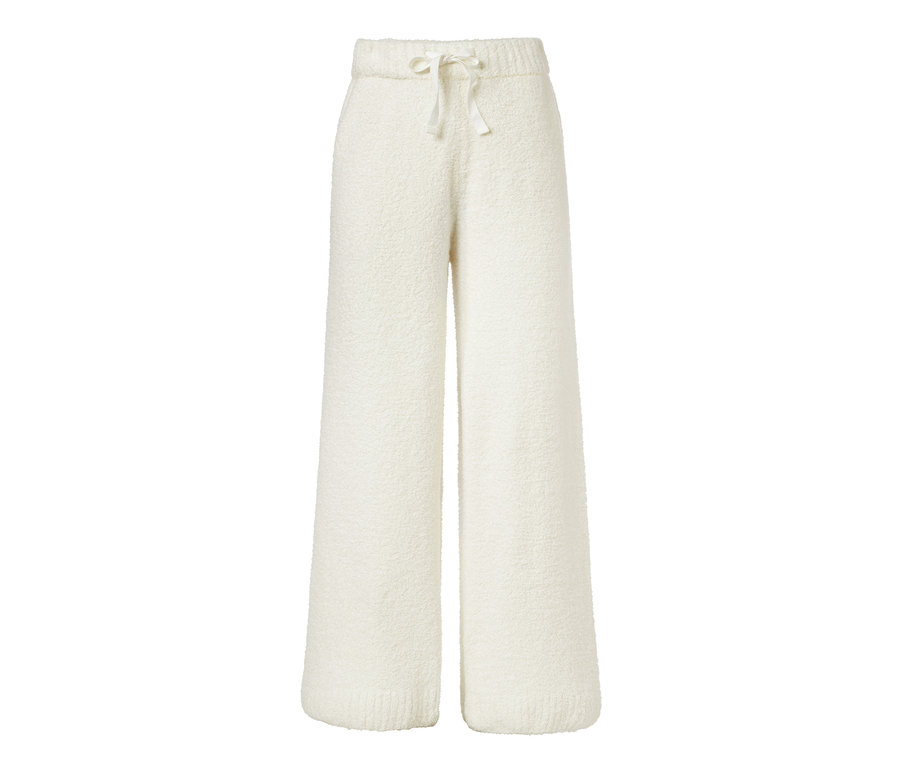 Eine weiche, weiße Loungehose mit Kordelzug.