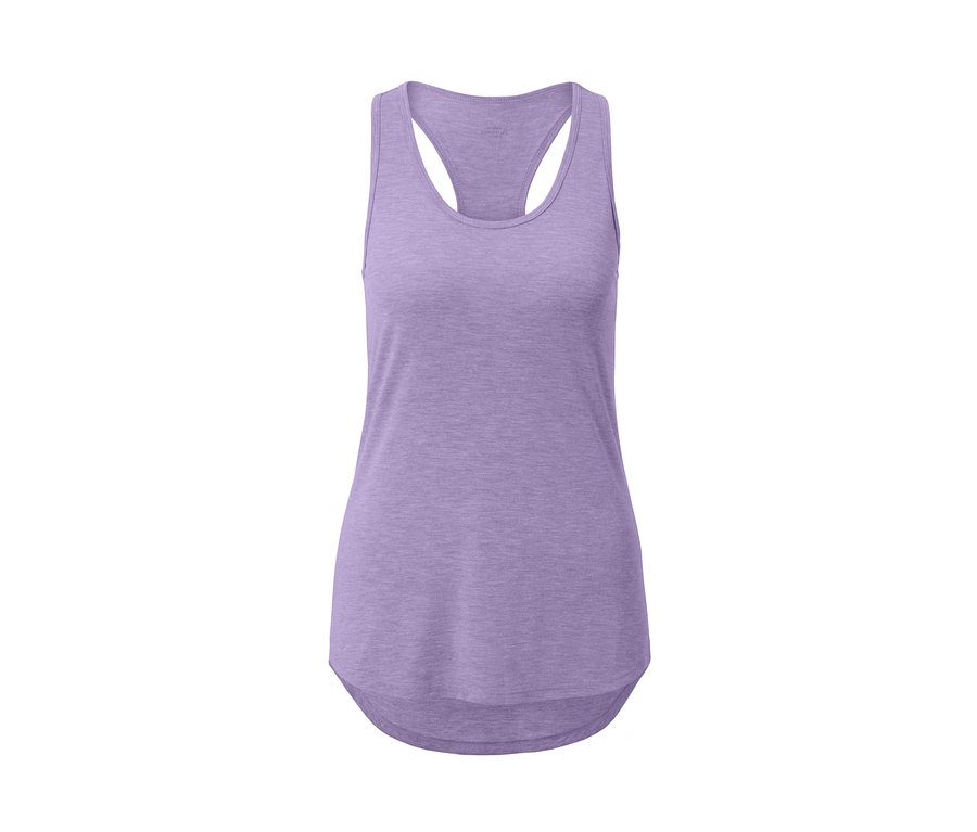 Lila 2-in-1-Kurzarm-Sportshirt.